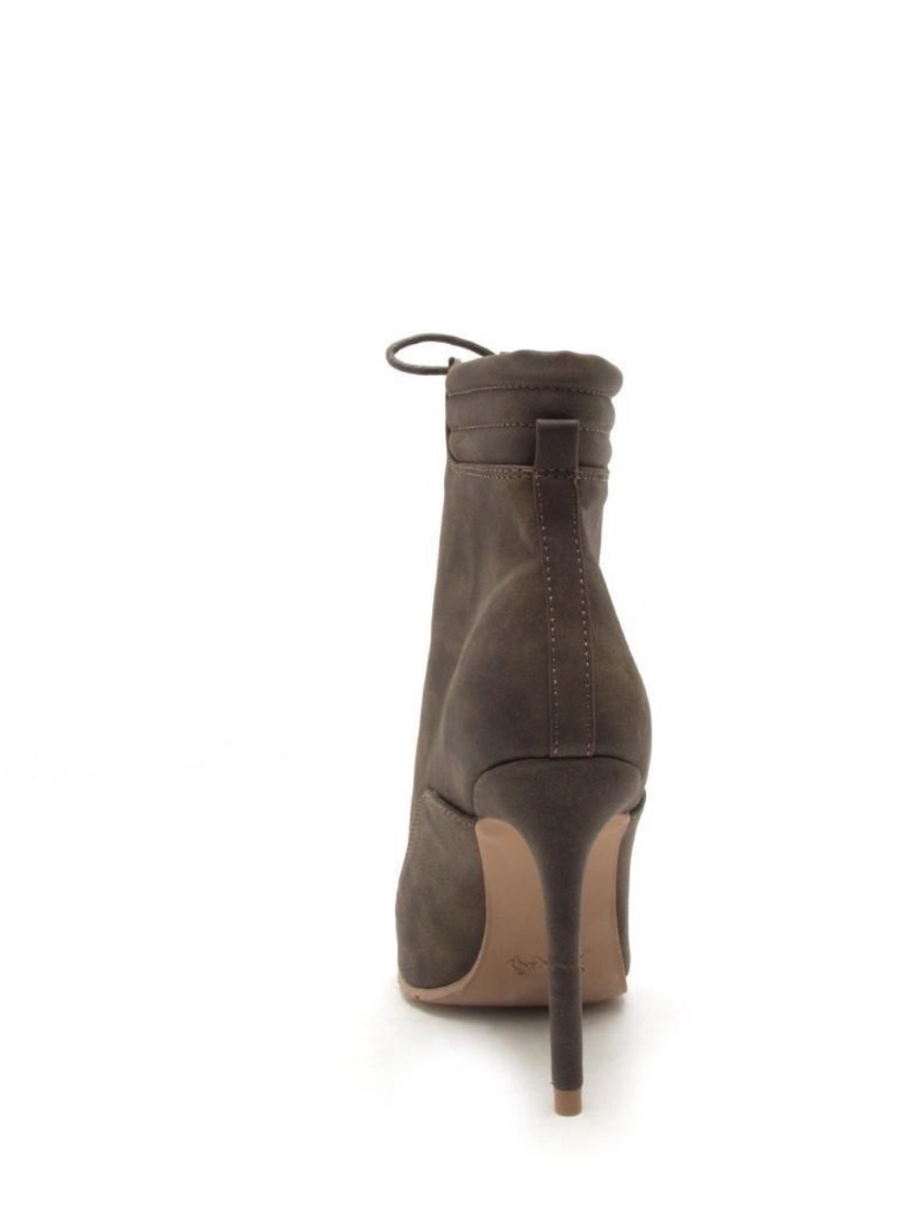 Qupid Brown Lace-Up Pointed Stiletto Ankle Boot - Picture 3 of 6